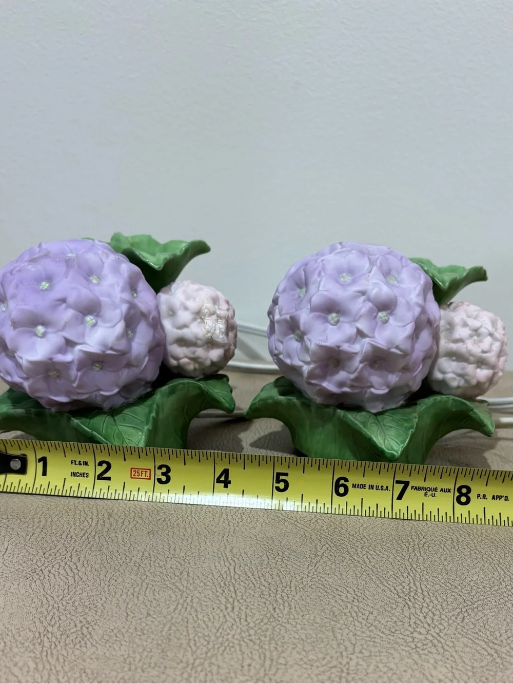 Vtg Avon Porcelain Hydrangea Flower Night Light Oil Diffuser Purple Pink Lot 2